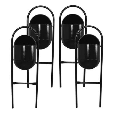Kit 4 Lixeiras Portugal Fechadachapa 25L Aço Carbono 115cm Preta Santa Edwirges