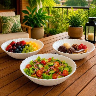 Kit 12 Bowls Tigela Saladeira Vidro Opalina 450ML Branco