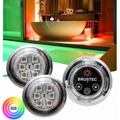Kit Iluminação Banheira 2 Refletores LED 1W RGB Painel Controle Inox Brustec Lazer