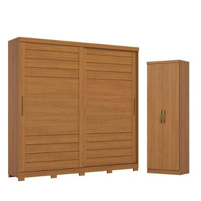Guarda Roupa Casal Cayman D337 2 Portas de Correr 6 Gavetas MDF Cinamomo Móveis Henn