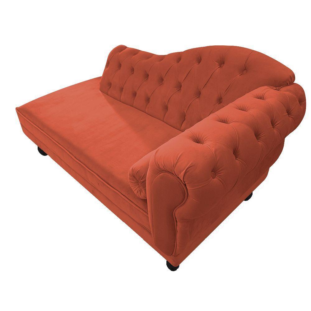 Diva Recamier Diana 185cm Lado Esquerdo Suede - Doce Sonho Móveis Terracota - 4
