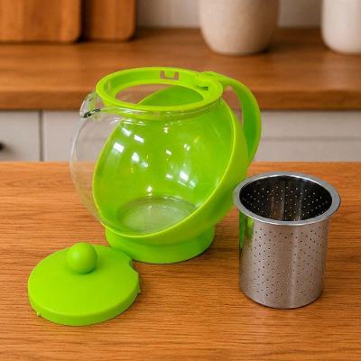 Chaleira de Vidro com Infusor Coador 750ML para Chá e Café Verde Claro