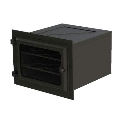 Forno de Ferro Fundido Libaneza Tampa de Vidro 2 Grelhas Fogão a Lenha Preto