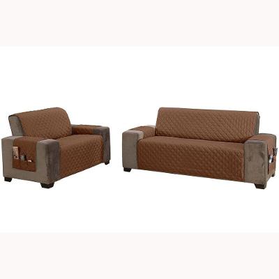 Kit Capas Protetoras para Sofá Classic 2 e 3 Lugares Marrom MR Enxovais