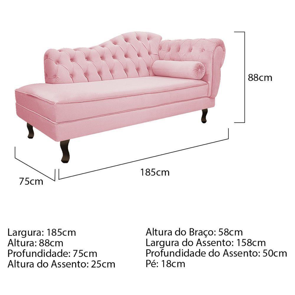 Kit Diva Recamier Diana 160Cm Lado Esquerdo E 02 Poltronas Classic Suede Rosa Bebê - 6