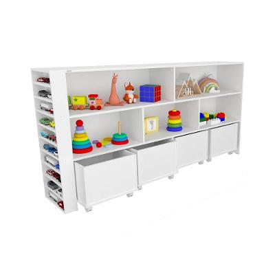 Organizador Baú com Porta Carrinhos Nick MDF 15mm 60cm Branco Woodcore