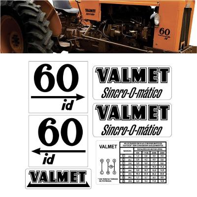 Kit Adesivos Decorativos Trator Valmet 60 ID Sincro-O-Matic Vinil