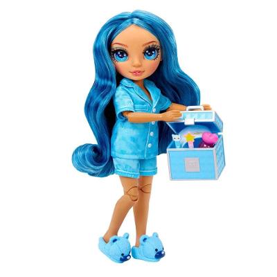 Boneca Skyler PJ Party 23cm Articulada com Acessórios Azul Rainbow