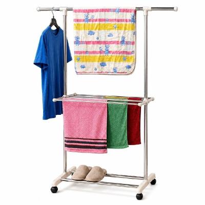 Varal de Chão 3 Andares Arara Cabideiro Dobrável com Rodinhas Metal Inox Yeet