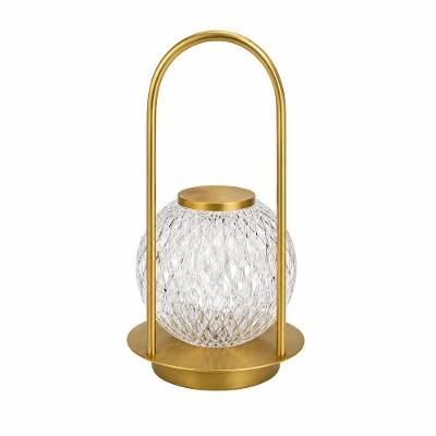 Luminária LED Decorativa Touch Recarregável USB Dourada Cristal 3 Níveis