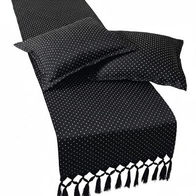 Kit Peseira e Capas de Almofada Jacquard Poá Queen Preto