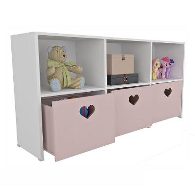 Estante de Nichos com Baús Samara MDF 170cm Rosa Woodcore