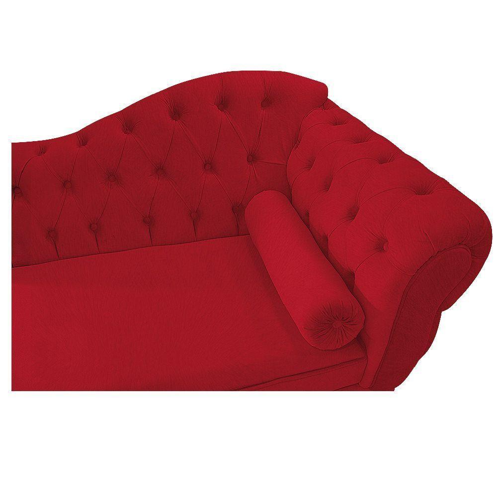 Diva Recamier Diana 185cm Lado Esquerdo Suede - Doce Sonho Móveis Vermelho - 3