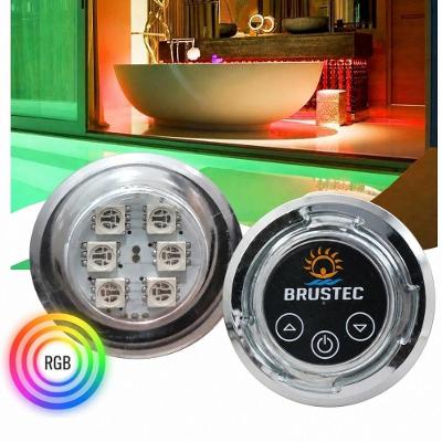 Kit Iluminação Banheira LED 1W RGB Cromoterapia Painel Inox Bivolt Brustec Lazer