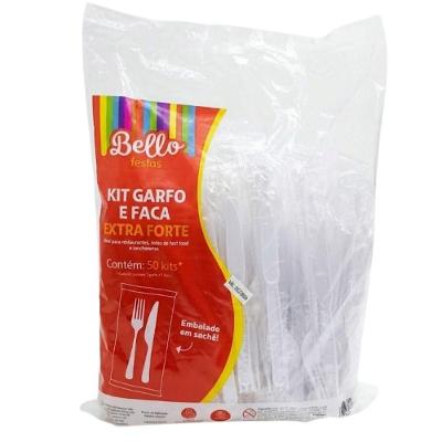 Kit Talheres Descartáveis Master Branco 50 Garfos e 50 Facas Bello Festas