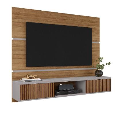 Painel para TV Âmbar 160CM MDF Ripado Cinamomo e Off White Bechara