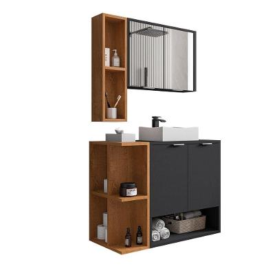 Conjunto para Banheiro Ibiza II 2 Portas 54CM Preto Fosco Bechara Móveis