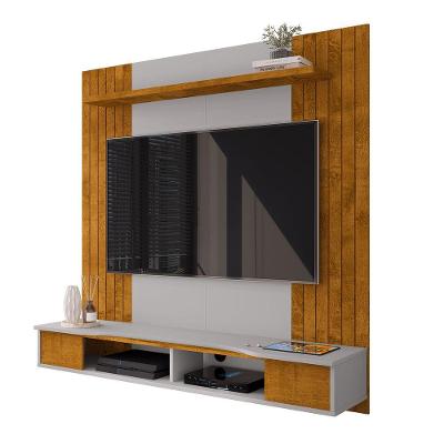 Painel para TV Ipanema 136CM MDF Ripado Naturalle e Off White Bechara