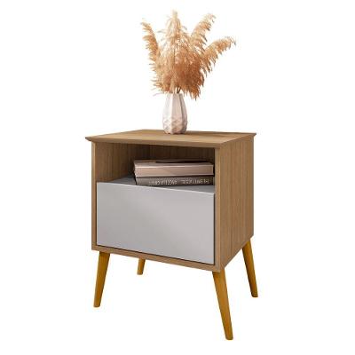 Mesa de Cabeceira Cancun 1 Gaveta Moderno Cinamomo e Off White Bechara