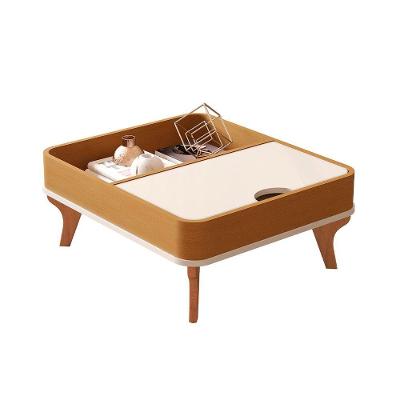 Mesa de Centro Arumã Retangular MDF Madeira Maciça 70CM Off White
