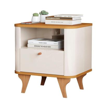 Mesa de Cabeceira Arumã Slim 1 Gaveta MDF Off White Bechara Móveis