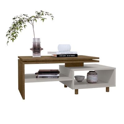 Mesa de Centro Lima Retangular Madeira 90CM Naturalle e Off White