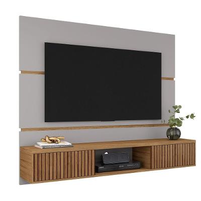 Painel para TV Âmbar Off White com Ripado 160CM Bechara Móveis