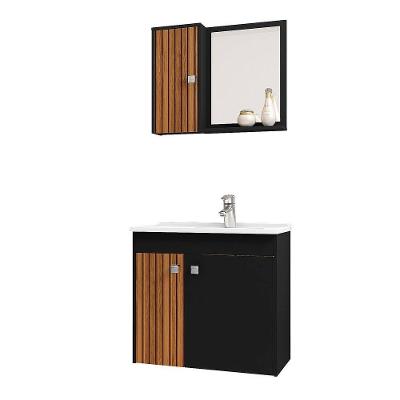 Conjunto de Banheiro Munique II 2 Portas 56CM Preto Fosco Bechara Móveis