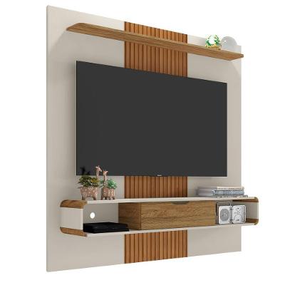 Painel para TV Lisboa Off White Ripado 158,4CM MDF Bechara Móveis