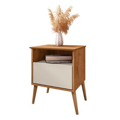 Mesa de Cabeceira Cancun 1 Gaveta Moderna Off White Bechara Móveis