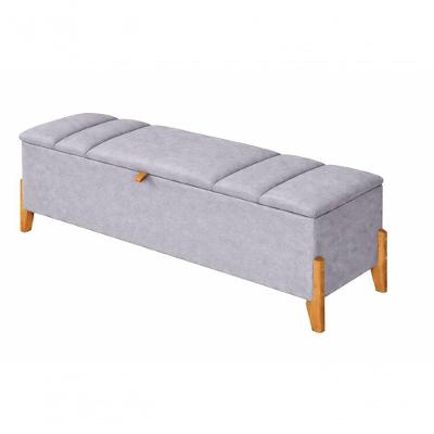 Recamier Calçadeira Baú 160CM Queen Suede em MDF Prata do Lar Móveis e Decoração