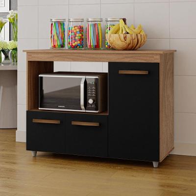 Balcão de Cozinha Liz 3 Portas MDP 114CM Savana Preto Desk Design