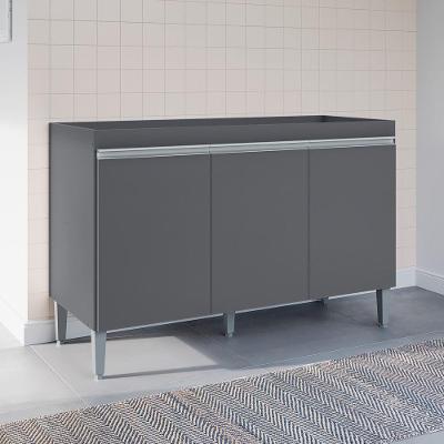 Balcão Gabinete Manu 3 Portas MDP 120CM Cinza Desk Design
