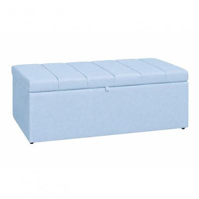 Recamier Calçadeira Baú Carla 160CM Queen Suede Azul Bebê Madeira