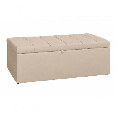 Recamier Calçadeira Baú Carla 160CM Queen Suede Bege do Lar Móveis e Decoração