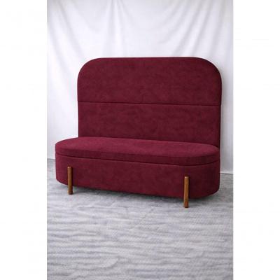 Kit Atenas Cabeceira e Recamier Calçadeira Baú 160CM Queen Suede Bordô Madeira