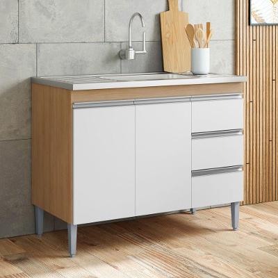 Balcão Gabinete Andréia 2 Portas 1 Prateleira MDP 100CM Amêndoa Desk Design