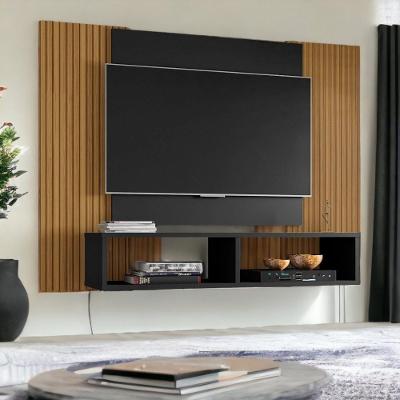 Painel para TV Navi 42" 120CM Ripado Preto Fosco Bechara Móveis