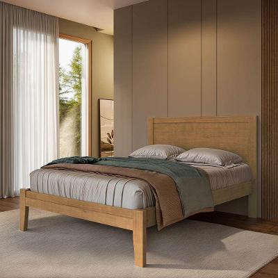 Cama Casal Topázio 1,40 Madeira Pinus Freijó Acabamento Verniz PU Finestra