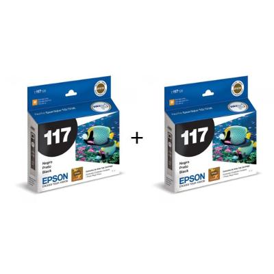 Kit 2 Cartuchos Tinta T117 Preto T117120 5ML Stylus T23 T24 TX105