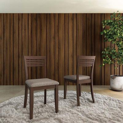 Conjunto de Cadeiras Rubi 8981WN Madeira Maciça Linho Café Finestra Móveis