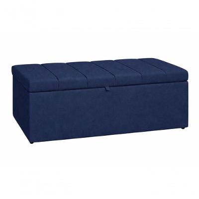Recamier Calçadeira Baú Carla 160CM Queen Suede Azul Marinho Eli Móveis