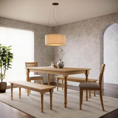 Conjunto Rubi 6 Lugares 2 Bancos e 2 Cadeiras MDF Freijó 160CM Finestra Móveis