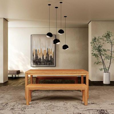 Conjunto Jantar Nature Mesa 2 Bancos Pinus Rústico Claro 180CM Finestra Móveis