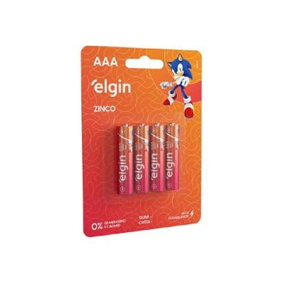 Pilha Elgin Zinco Carvão AAA Palito para Controles e Brinquedos 4 Unidades
