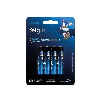 Pilha AAA Elgin Ultra Alcalina Sonic The Hedgehog 1,5V com 4 Unidades