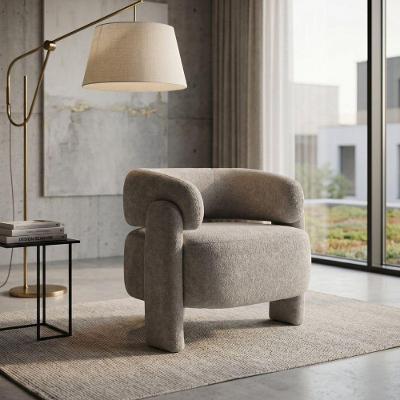 Poltrona Luna Moderna Linho com Courino Espuma D23 Creme Divani