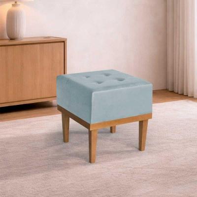 Puff Quadrado MM-33 Banqueta Espuma Veludo Cinza Estofados Martins