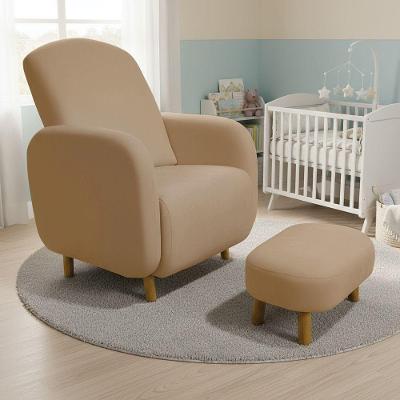 Poltrona de Amamentação com Puff Jhessy Suede 72CM Marrom D'Rossi