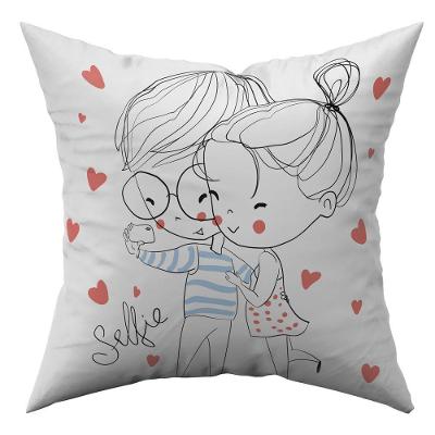 Capa de Almofada Casal Romântico 45cm X 45cm Selfie Dourados Enxovais